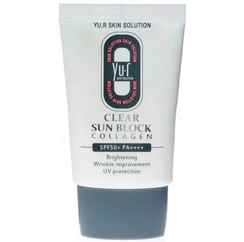 Легкий сонцезахисний крем з колагеном Yu.R Clear Sun Block Collagen Spf 50+ PA++++ 00002 фото