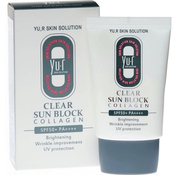 Легкий сонцезахисний крем з колагеном Yu.R Clear Sun Block Collagen Spf 50+ PA++++ 00002 фото